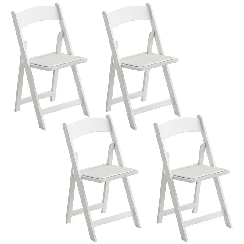 Lot de 4 chaises pliantes 44 x 45 x 78 cm assise rembourrée mousse légère moderne intérieur extérieur en résine blanche 21_0003388