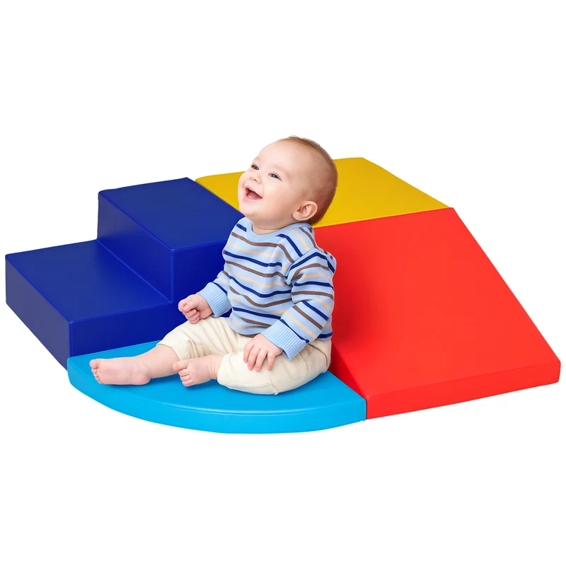 Lot de 4 blocs de construction xl motricité enfant 45 x 45 x 25 cm modulable sécurisé contemporain en polyuréthane bleu 21_0000721