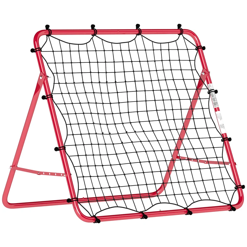 Filet de rebond football portable entraînement 103 x 72 x 89 cm 5 angles réglables cadre robuste moderne en acier rouge 21_0006634
