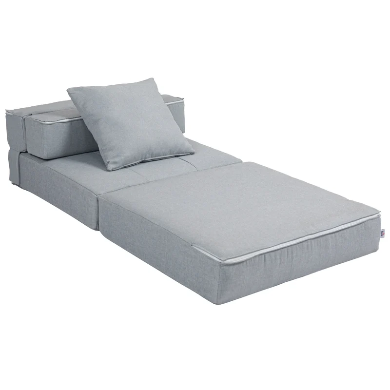 Chauffeuse convertible canapé lit 70 x 70 x 61 cm housse amovible lavable moderne minimaliste en polyester gris clair 21_0003009