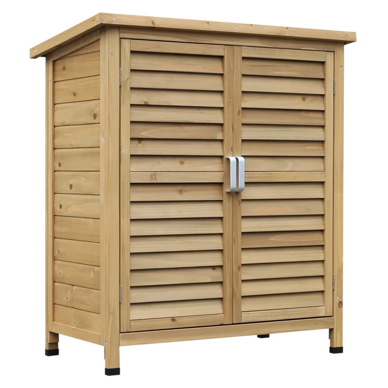 Armoire de jardin abri rangement outils 87 x 46,5 x 96,5 cm étagère double imperméable style rustique en bois jaune 21_0004128