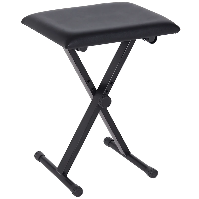 Tabouret de piano 39 x 29 x 37-47 cm réglable en hauteur pliable et design épuré salon finition mate cosy en PU noir 21_0001735