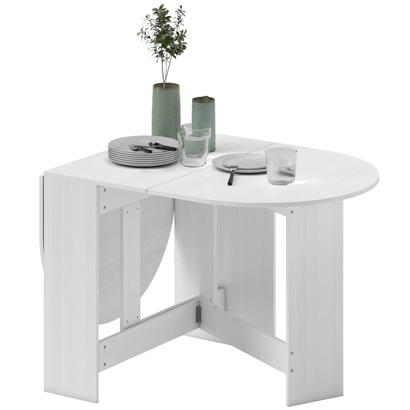 Table à manger pliante ovale 163 x 80 x 75 cm pour 6 personnes surface mélaminée moderne en panneau de particules blanc 21_0003242