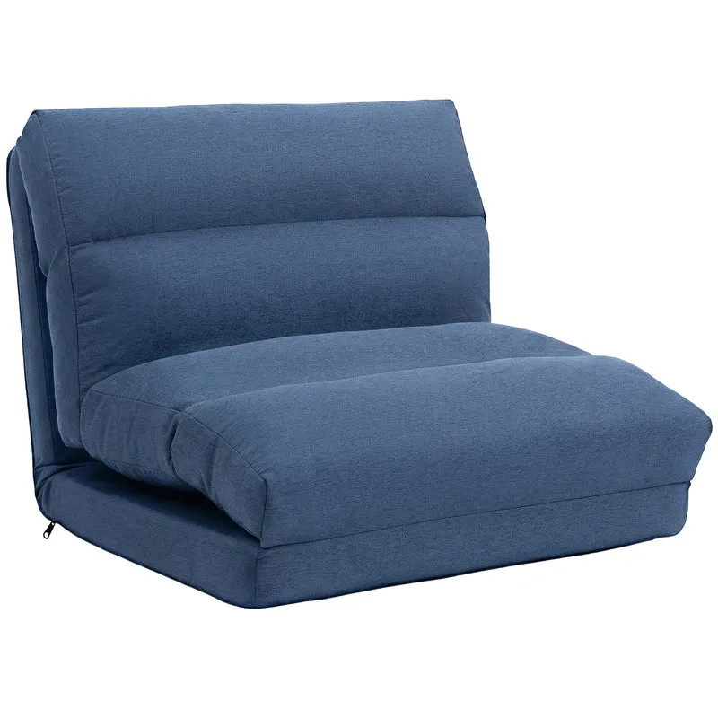 Fauteuil de sol convertible 70 x 72 x 56 cm dossier 5 positions confort mousse épuré contemporain en tissu bleu foncé 21_0003177