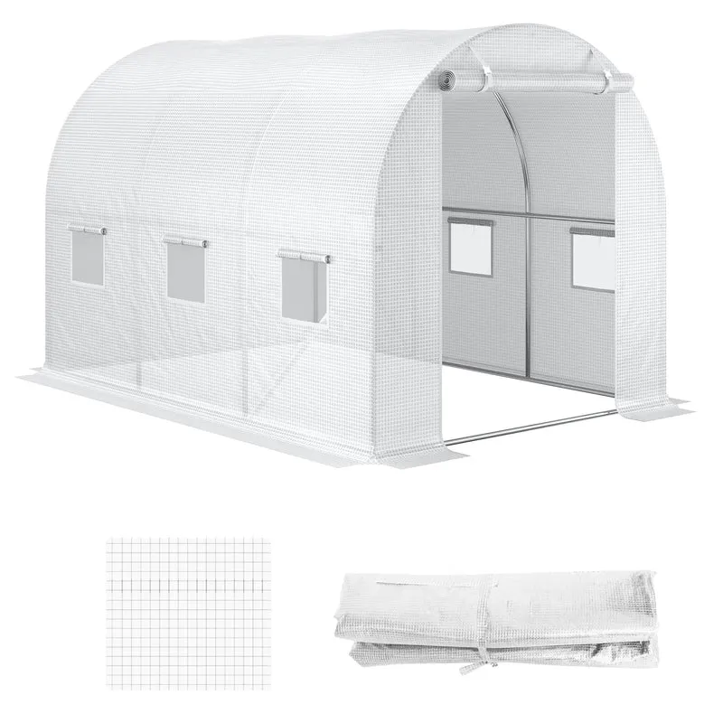 Bâche serre tunnel jardin 300 x 200 x 200 cm protection froid porte zippée ventilée contemporain en polyéthylène blanc 21_0004161