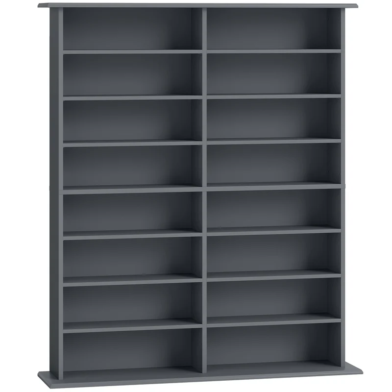 Étagère cd dvd 106.5 x 24 x 126.3 cm grande capacité étagères ajustables moderne épuré en panneau de particules gris 21_0002514