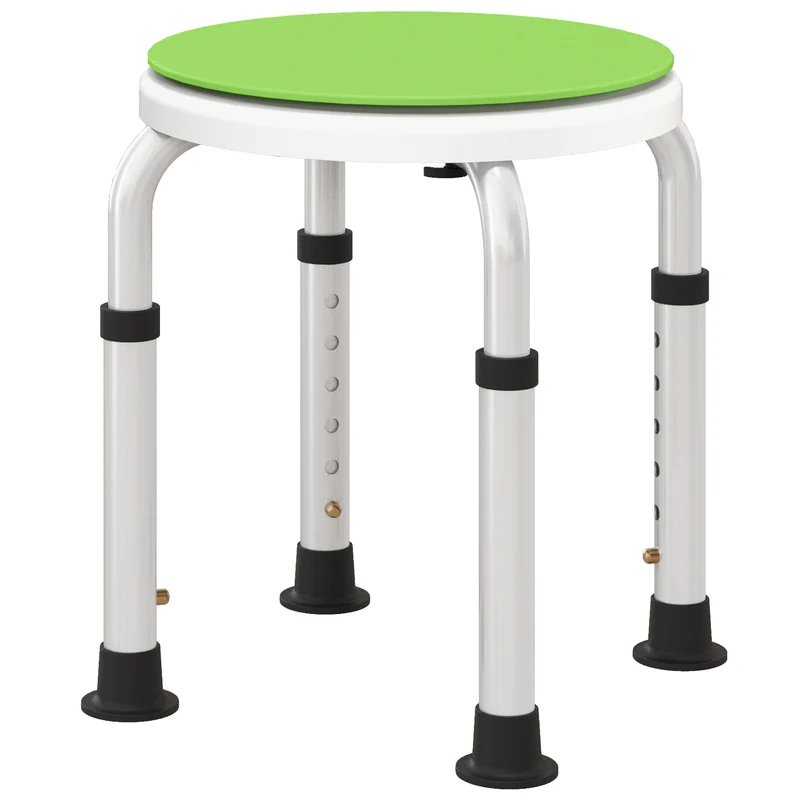 Tabouret de douche siège de baignoire 33 x 33 x 36-49 cm hauteur réglable siège pivotant 360° moderne en aluminium vert 21_0000875