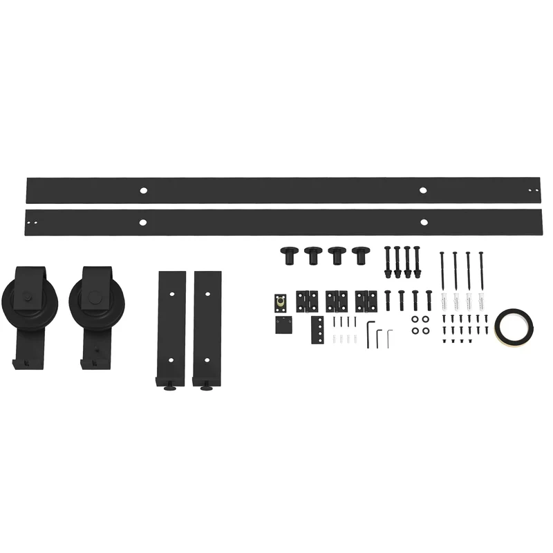Kit rails porte pliante 152.5 x 0.5 x 4 cm gain d'espace glissement silencieux style industriel en acier au carbone noir 21_0007146