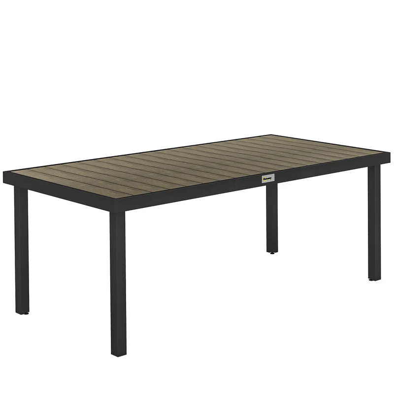 Table de jardin rectangulaire pour 8 personnes 190 x 90 x 74 cm résistante facile à nettoyer rustique en aluminium marron 21_0004700