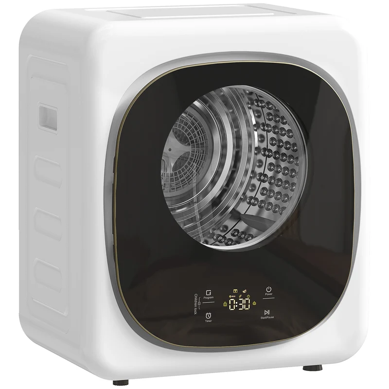Sèche-linge évacuation portable balcon 48 x 43 x 57 cm 5 modes capteurs hygiéniques moderne épuré en plastique blanc 21_0007096