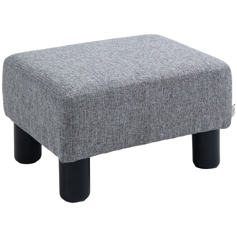 Pouf repose-pieds tabouret bas 40 x 30 x 24 cm assise confortable cadre solide moderne scandinave en polyester gris 21_0001755