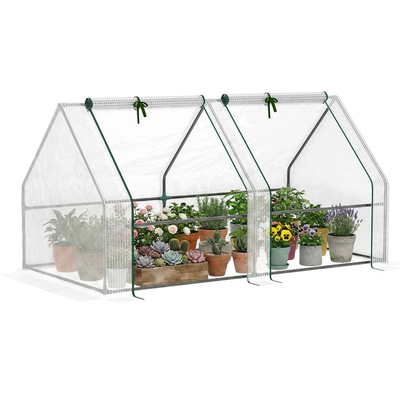 Mini serre de jardin tunnel 180 x 90 x 90 cm protection anti uv montage facile style contemporain en polyéthylène blanc 21_0004082