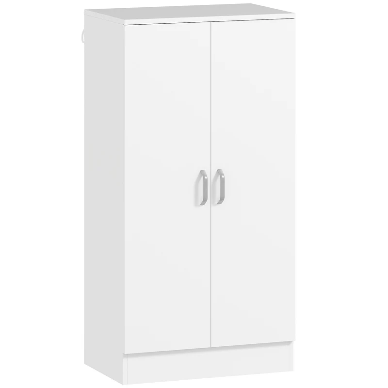 Meuble à chaussures d'entrée 55 x 35 x 108 cm rangement 14 paires contemporain épuré en panneau de particules blanc 21_0002775