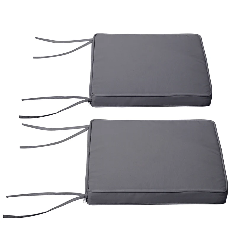 Lot de 2 coussins de chaise de jardin 45 x 45 x 5 cm mousse haute densité déhoussable moderne en polyester gris foncé 21_0004637