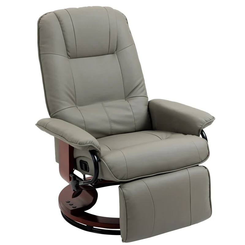 Fauteuil relax inclinable pivotant repose-pieds réglable 78 x 87 x 100 cm confort mousse design contemporain en PU gris 21_0001741