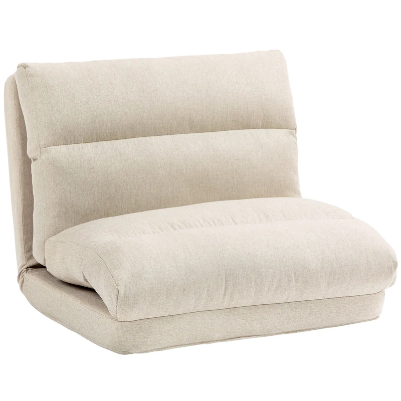 Fauteuil de sol convertible 70 x 72 x 56 cm dossier réglable 5 positions lit de sol gain de place moderne en tissu beige 21_0003175