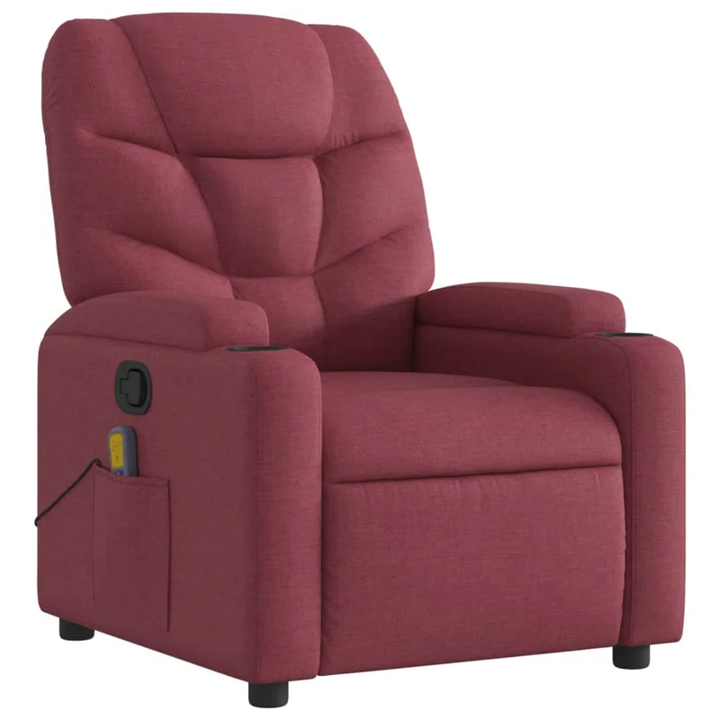Fauteuil de relaxation TV fonction massage inclinable 6 points de massage en tissu rouge bordeaux DEC027091