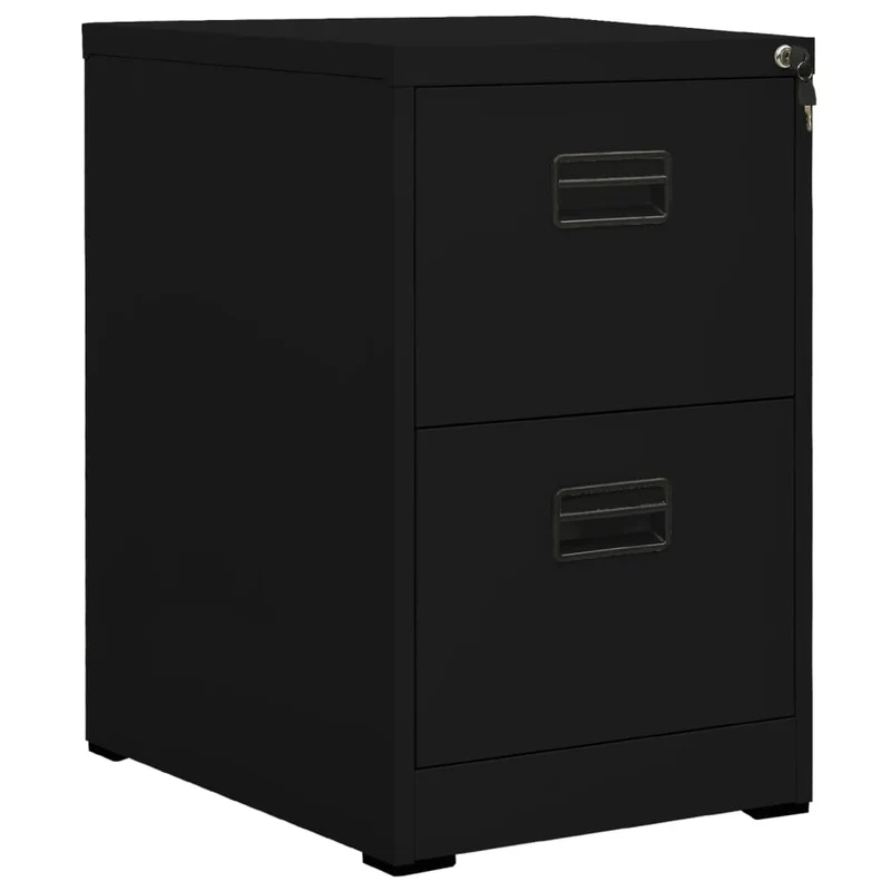 Caissons à tiroirs meuble de bureau avec 2 tiroirs 46 x 62 x 72,5 cm acier noir DEC024587