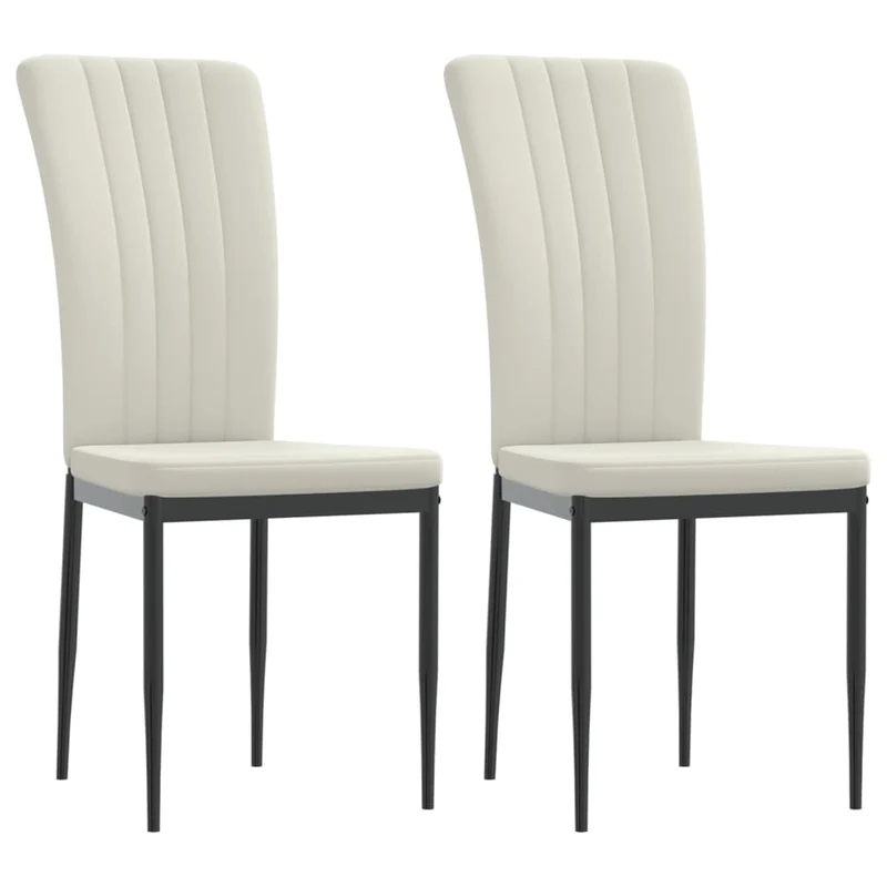 Set de 2 chaises de salle à manger coutures décoratives en tissu velours crème DEC025505