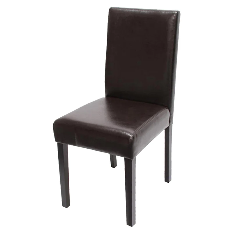 Chaise de salle à manger cuisine en synthétique marron pieds en bois foncé design moderne 04_0002341