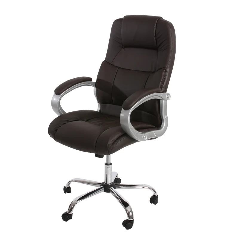 Fauteuil chaise de bureau exécutif sur roulette XXL pivotante synthétique marron 04_0001905