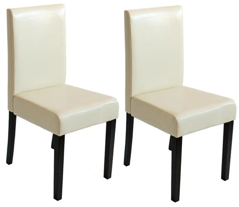 Lot de 2 chaises de salle à manger synthétique crème pieds foncés CDS04042