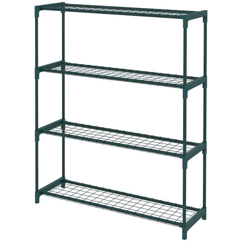 Étagère porte-plantes 4 niveaux pour intérieur et extérieur 89 x 28 x 107 cm stable compact moderne en acier vert foncé 21_0005435