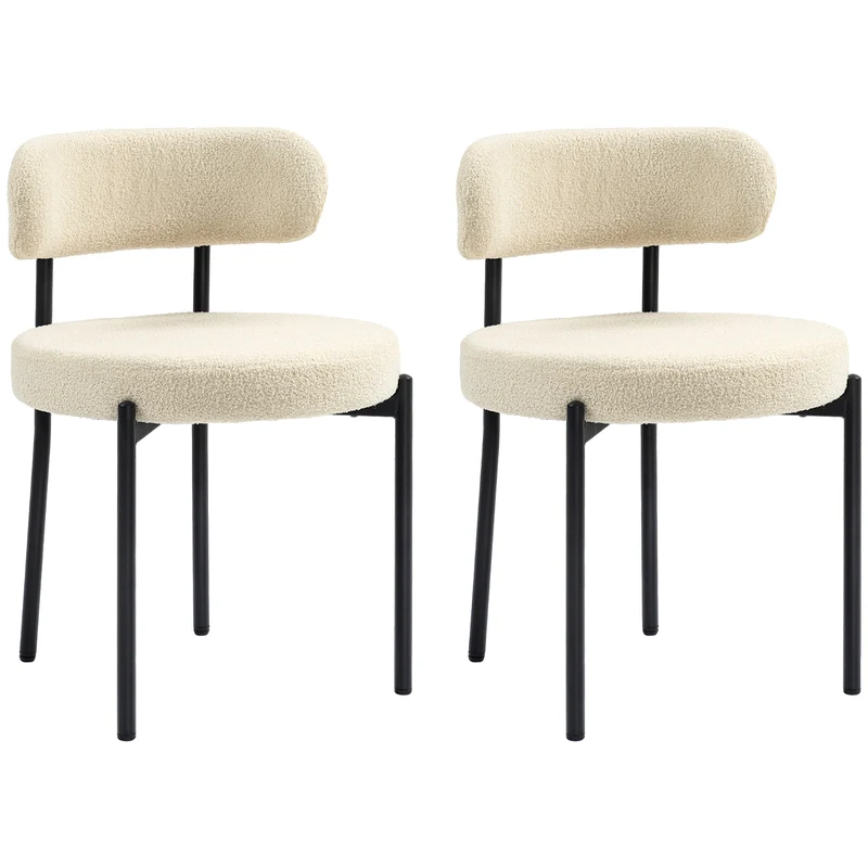 Lot de 2 chaises de salle à manger dossier incliné 51 x 51 x 76 cm assise rembourrée style scandinave en polyester beige 21_0003262
