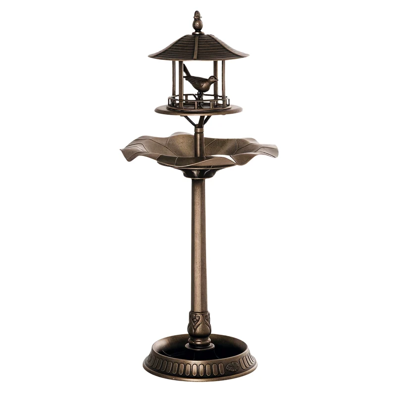Bain d'oiseaux trois en un jardinière abreuvoir 50 x 113 cm stable résistant rustique en polypropylène bronze antique 21_0003923
