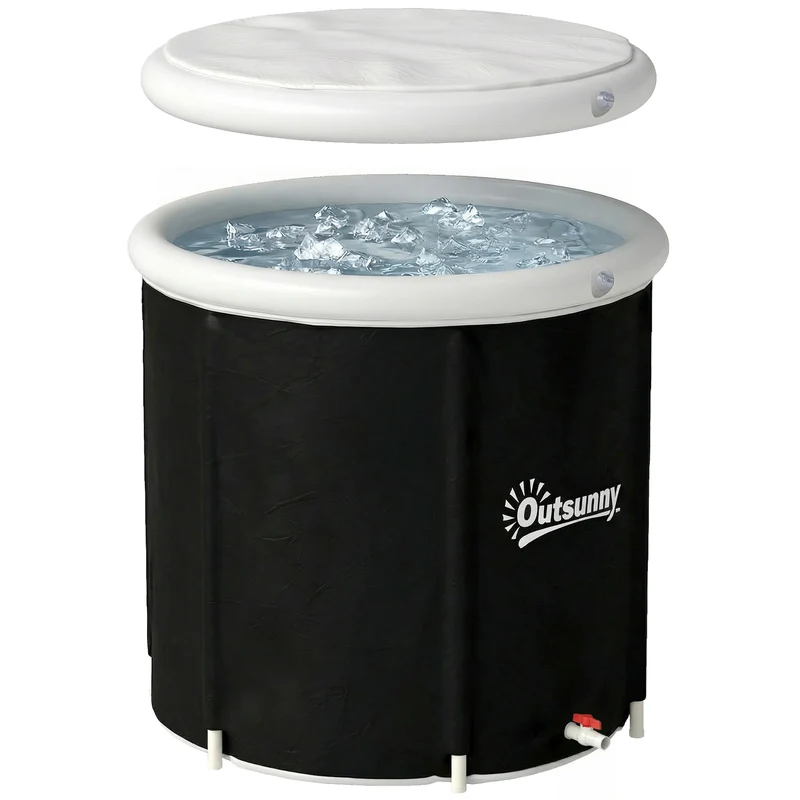Baignoire de glace pliable 78 x 78 x 71 cm immersion complète isolation 3 couches très compacte contemporain en PVC noir 21_0004438