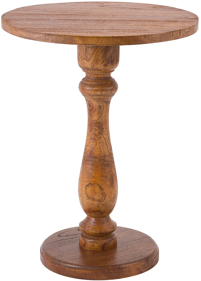 Table d’appoint ronde en bois de mindi massif marron 60 × Ø 50 cm fabriquée à la main 10_0009238
