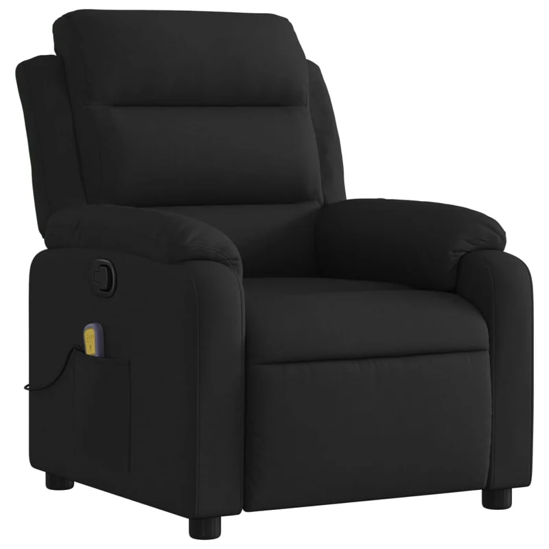 Fauteuil de relaxation TV fonction massage inclinable 6 points de massage en tissu noir DEC027063