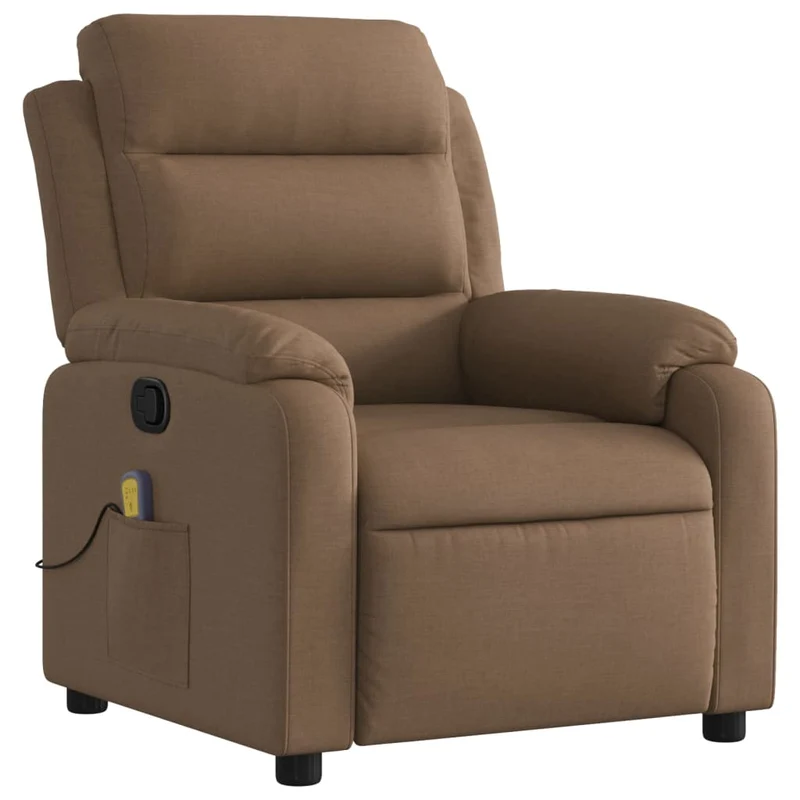 Fauteuil de relaxation TV fonction massage inclinable inclinaison manuelle en tissu marron DEC027013