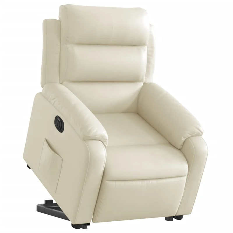 Fauteuil relax TV fonction de levage électrique très confortable en PVC crème DEC028264