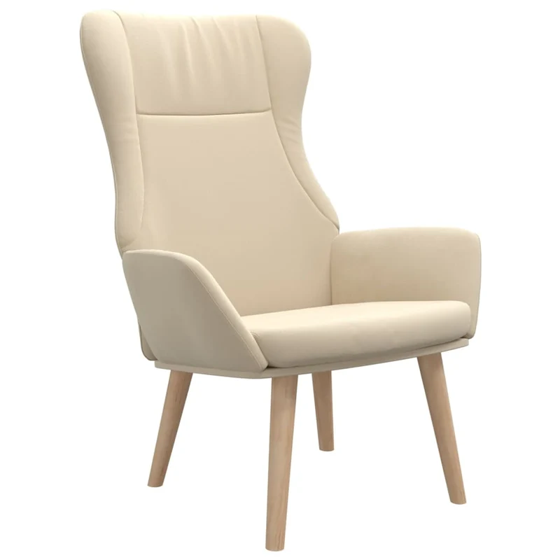 Fauteuil lounge chaise de canapé design moderne en tissu crème DEC026656
