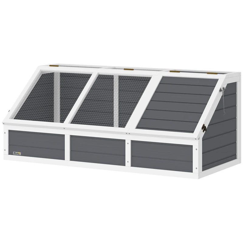 Enclos pour tortue et lapin jardin 120 x 55 x 50 cm couvercle ouvrable 2 zones séparées rustique en bois gris clair 21_0007848