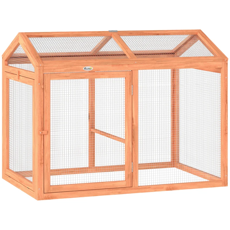 Enclos poulailler modulable jardin 104 x 70,5 x 84 cm protection anti prédateur accès facile contemporain en bois orange 21_0008020