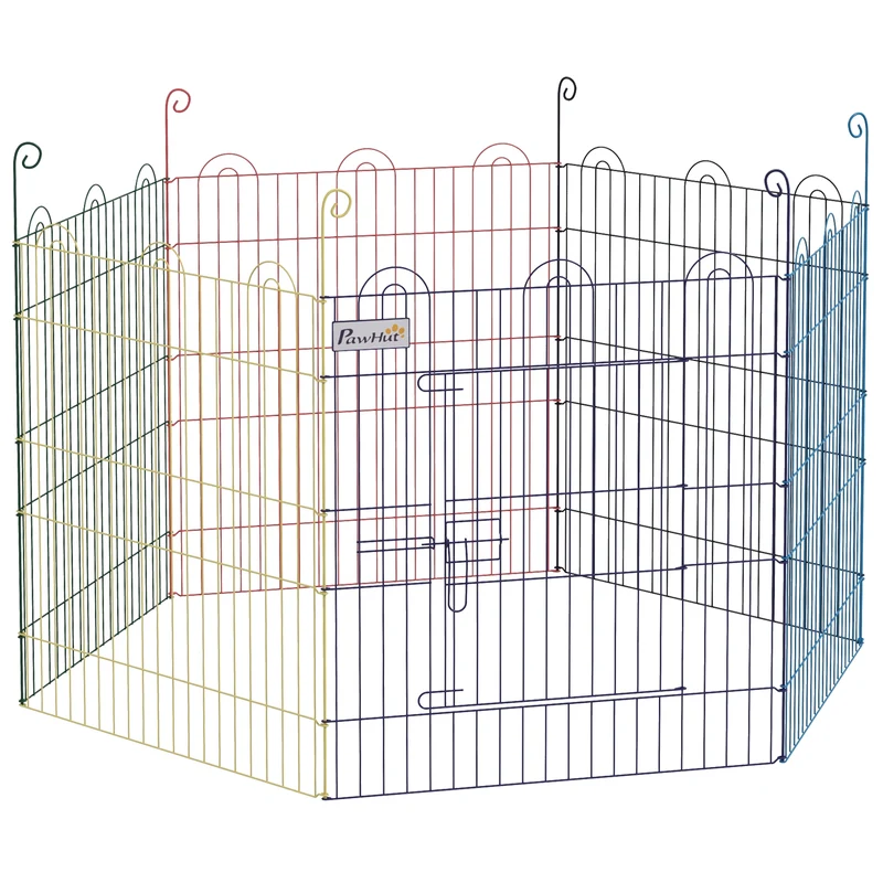 Enclos pliant pour petits animaux intérieur extérieur 120 x 120 x 60 cm porte sécurisée moderne épuré en métal noir 21_0007399