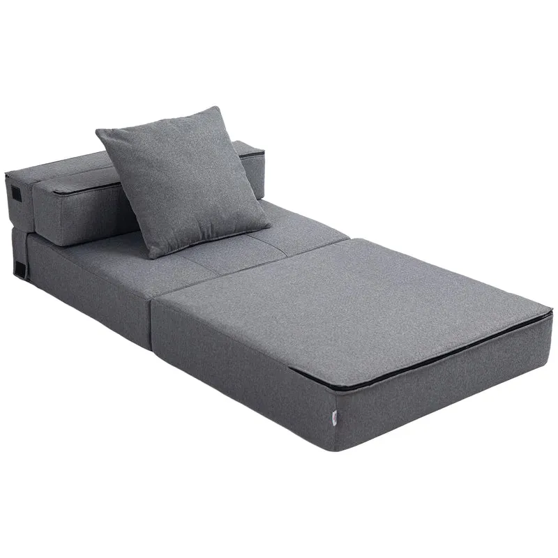 Chauffeuse 1 place convertible en lit d'appoint 70 x 70 x 61 cm assise rembourrée scandinave en polyester gris foncé 21_0003012