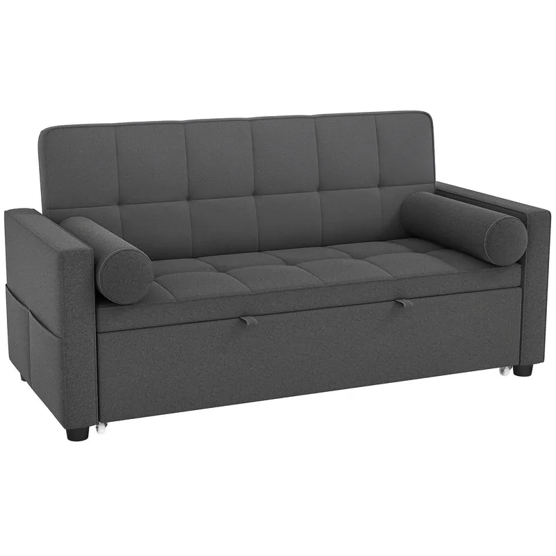 Canapé convertible 2 places lit gigogne dossier réglable 80.5 x 137.5 x 84 cm moderne design en polyester gris foncé 21_0003523