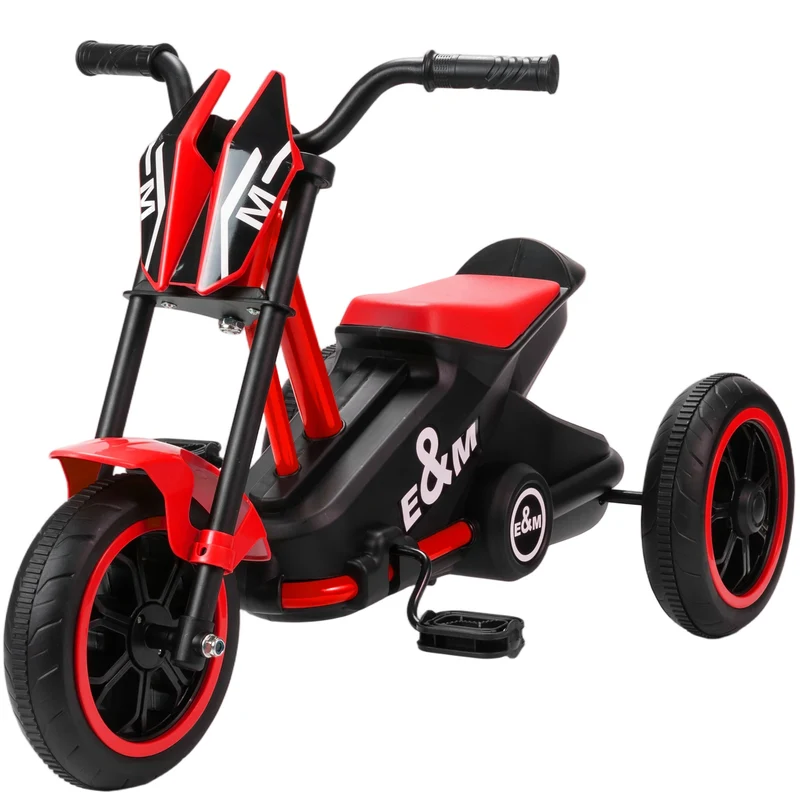 Tricycle moto pour enfant intérieur extérieur 79 x 44 x 50 cm assise basse sécurité renforcée tendance en acier rouge 21_0000658