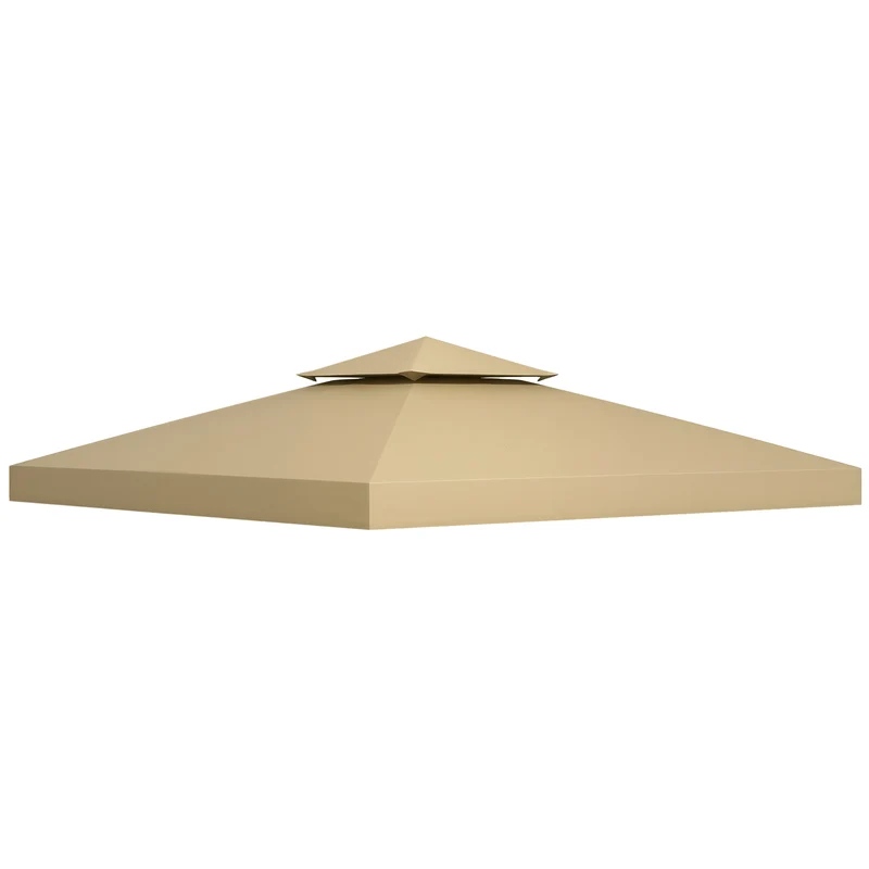 Toit de remplacement pour pavillon 3 x 3 m imperméable ombrage compatible métal contemporain extérieur en polyester beige 21_0004733