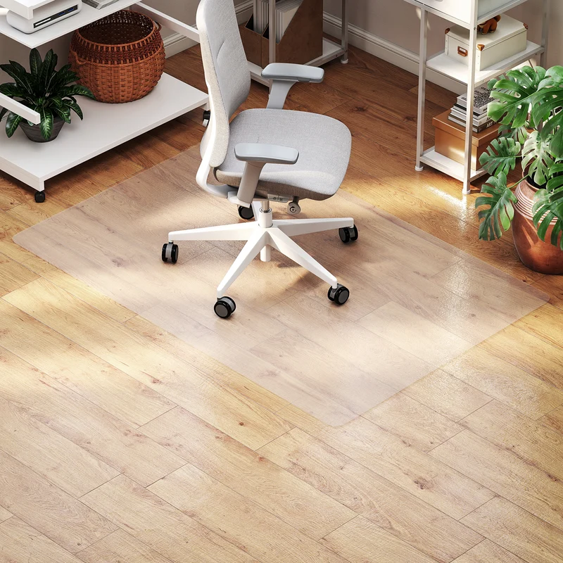 Tapis de chaise de bureau rectangulaire 100 x 150 cm protecteur antidérapant moderne épuré en plastique transparent 21_0006363