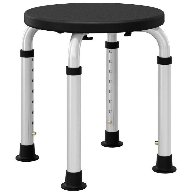 Tabouret de douche 32,5 x 32,5 x 35,5-54 cm assise ergonomique antidérapant réglable moderne épuré en aluminium gris 21_0000904