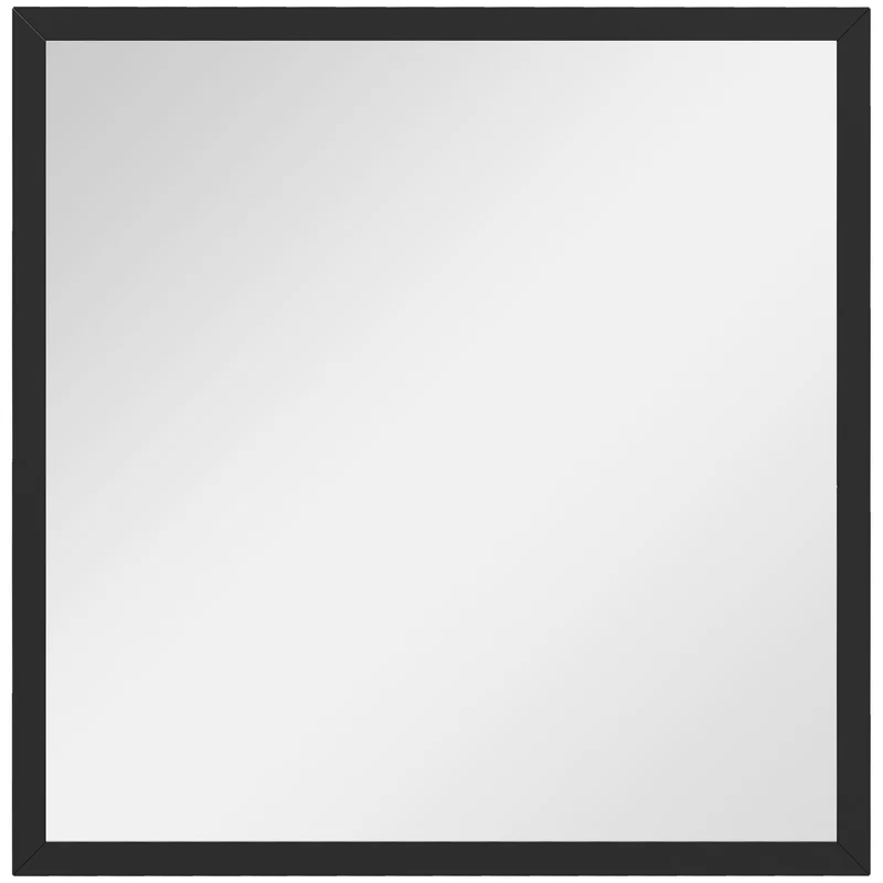 Miroir mural carré 50 x 50 cm illumine agrandit visuellement pose horizontale ou verticale moderne épuré en MDF noir 21_0001350