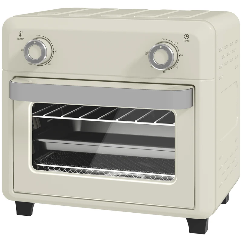Four à air chaud mini 10 l pour pizza 20 cm 32 x 27,2 x 29,8 cm 85% moins d'huile moderne en acier inoxydable crème 21_0000948