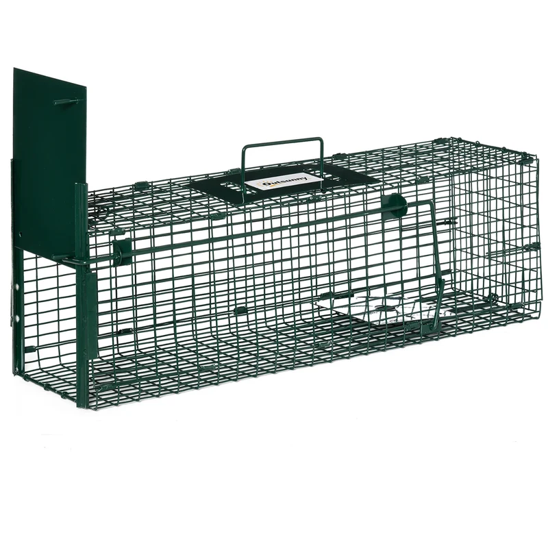 Cage de capture petits nuisibles jardin 60 x 18 x 20 cm capture sans blesser poignée contemporain en acier vert foncé 21_0006957