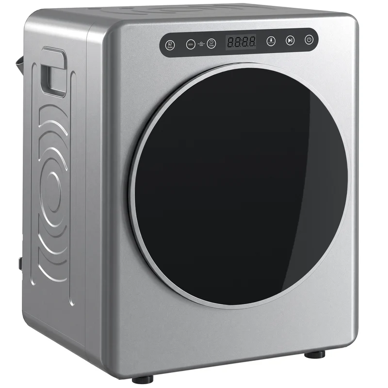 Sèche-linge à évacuation compact 49 x 43 x 61 cm séchage rapide anti-froissage moderne épuré en acier inoxydable argent 21_0007092