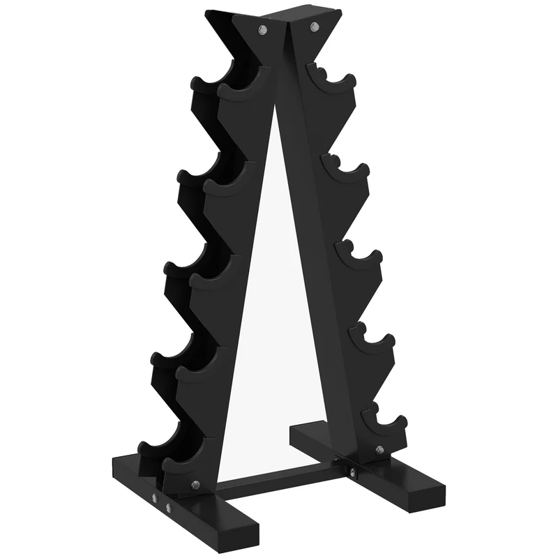 Support d'haltères 5 niveaux rangement 35 x 33 x 66 cm capacité 100 kg stabilité antidérapante moderne en acier noir 21_0006818