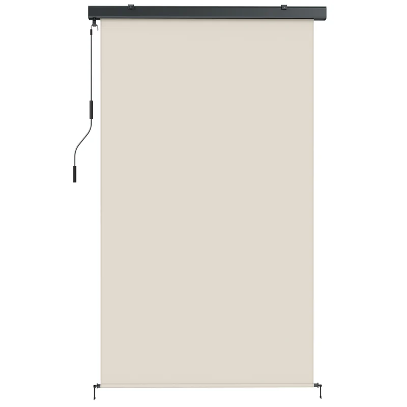 Store enrouleur extérieur 250 x 160 cm protection uv upf50+ résistant à l'eau manivelle moderne épuré en polyester crème 21_0003896